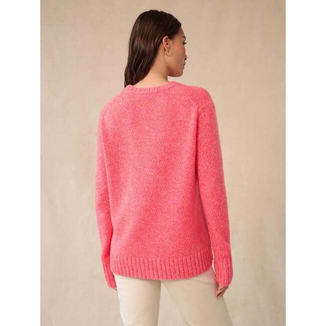 Women's Cashmere Luxe Marl Crewneck, Pink Marl - Sweaters - 3