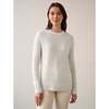 Women's Cashmere Rib Trim Crewneck, Soft White - Sweaters - 2