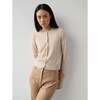 Women's Essential Cashmere Crewneck Cardigan, Toffee Heather - Cardigans - 2
