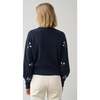 Women's Cashmere Embroidered Floral Crewneck, Navy Combo - Sweaters - 3