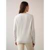 Women's Cashmere Rib Trim Crewneck, Soft White - Sweaters - 3