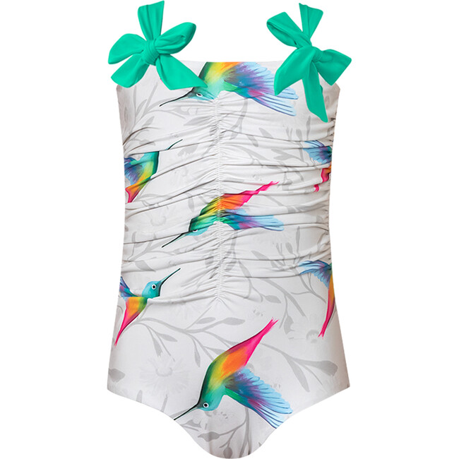 Coco Ruched Bodice Tie Shoulder One-Piece Swimsuit, Oli - One Pieces - 1