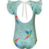 Dayana Flounce Sleeve Open Back One-Piece Swimsuit, Oli - One Pieces - 2