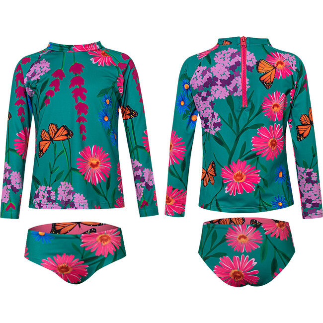 Sunset High Neck Long Sleeve Swimsuit, Jardin De Mari - Two Pieces - 4
