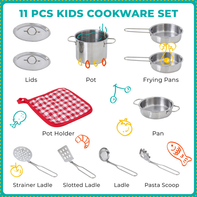 Little Chef Frankfurt Stainless Steel Cooking Accessory Set - Play Food - 2