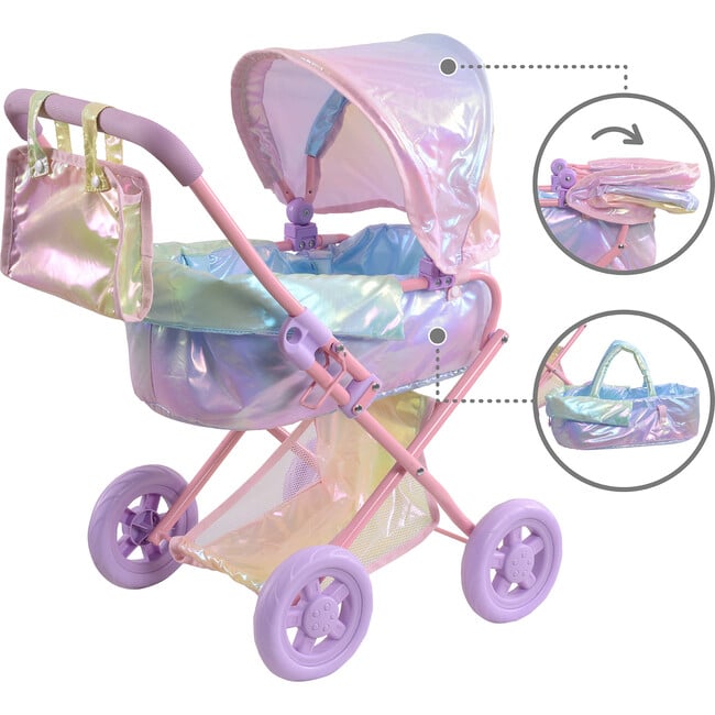 Olivia's Little World - Magical Dreamland Baby Doll Deluxe Stroller, Iridescent Color - Doll Accessories - 8