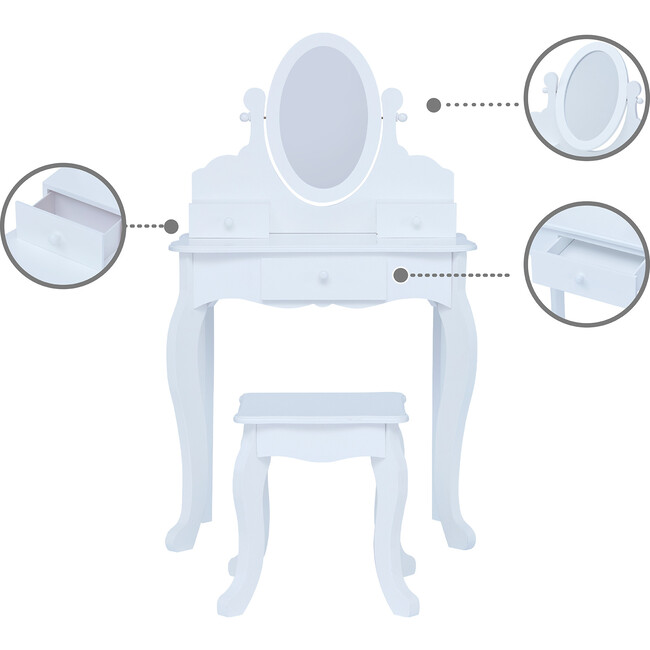 Little Princess Rapunzel Medium Vanity, White - Role Play Toys - 4