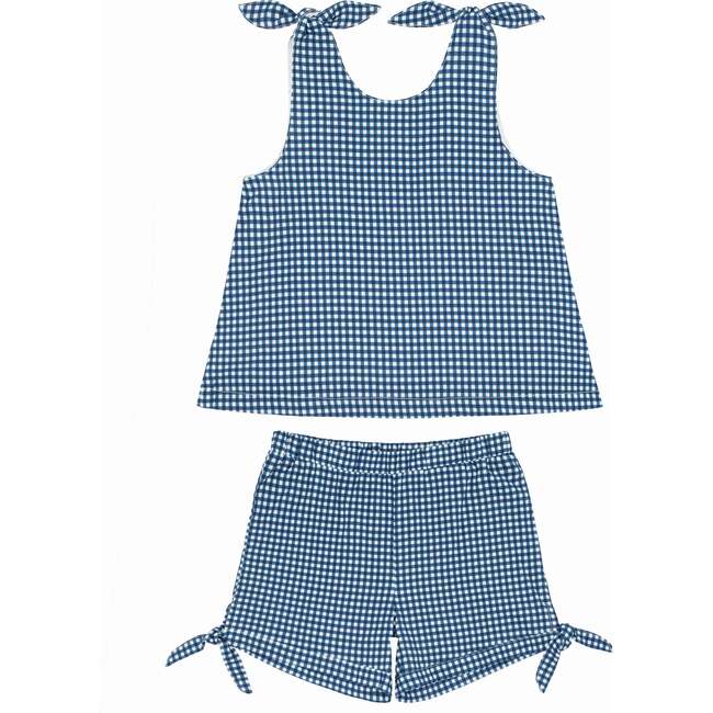 Gingham Tie Knot Top And Bloomer Set, Navy