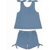 Gingham Tie Knot Top And Bloomer Set, Navy - Mixed Apparel Set - 1 - thumbnail