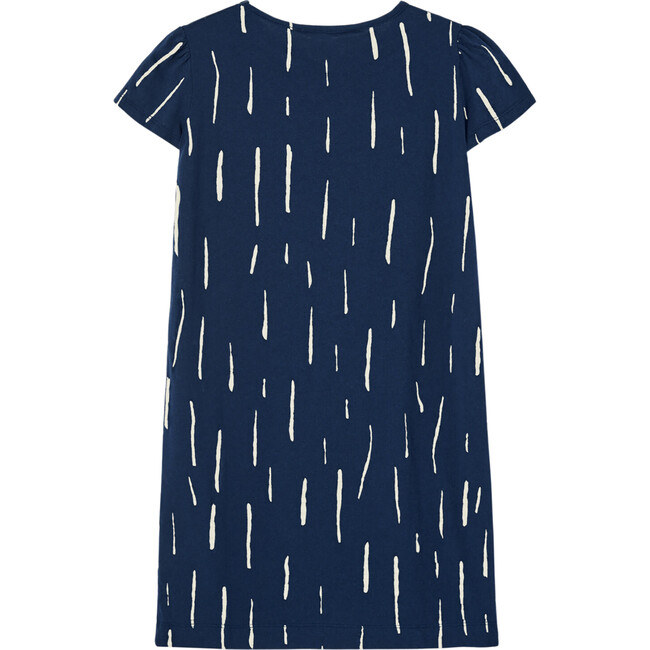 Flamingo Print Round Neck Short Sleeve Mini Dress, Deep Blue - Dresses - 2
