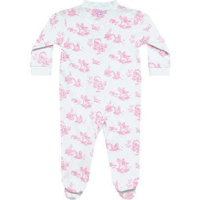 Pink Toile Zipper Footie,Pink - Footie Pajamas - 2