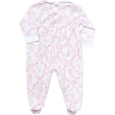 Pink Bears Trellace Smocked Footie,Pink - Footie Pajamas - 2