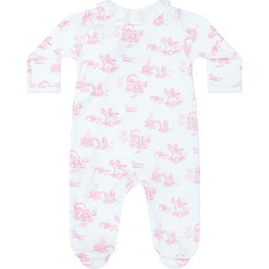 Pink Toile Crossover Footie,Pink - Footie Pajamas - 2