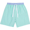 Men's Mint Gingham Sleep Shorts, Green - Pajamas - 1 - thumbnail