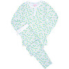 Women's Daisy Jersey Long Set, White - Pajamas - 2