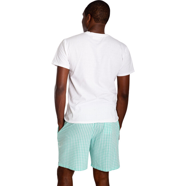 Men's Mint Gingham Sleep Shorts, Green - Pajamas - 3