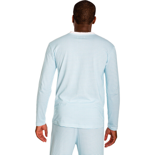 Men’s Sky Blue Henley, Blue - Pajamas - 3