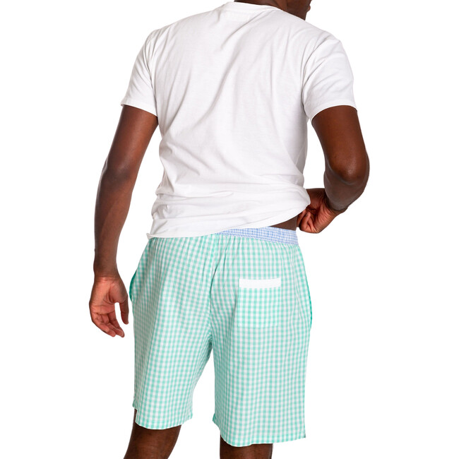 Men's Mint Gingham Sleep Shorts, Green - Pajamas - 4