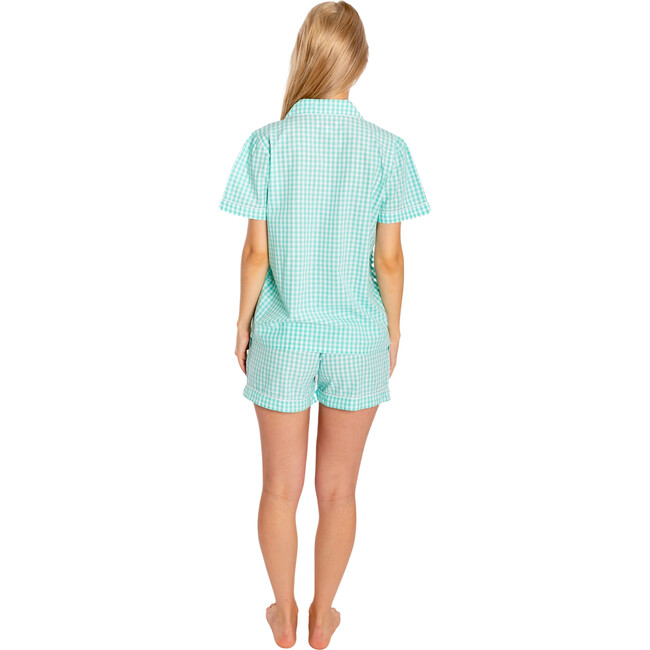 Women's Hepburn Gingham Short PJ Set, Light Green - Pajamas - 3