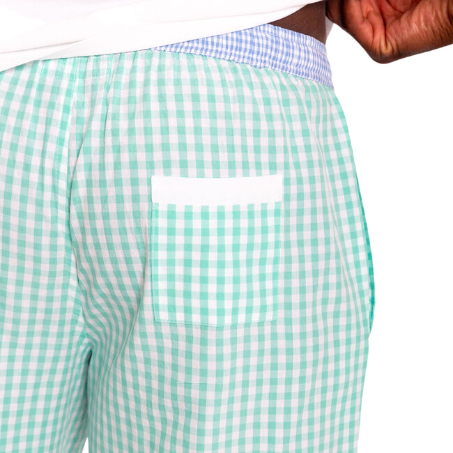 Men's Mint Gingham Sleep Shorts, Green - Pajamas - 5