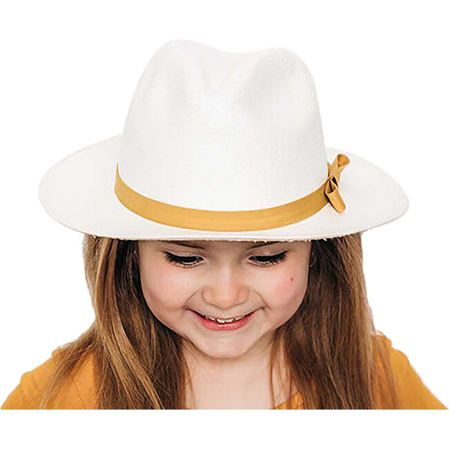 Fedora Wide Brim Hat With Ribbon, Yellow