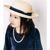 Straw Sun Hat With Ribbon, Navy - Hats - 2