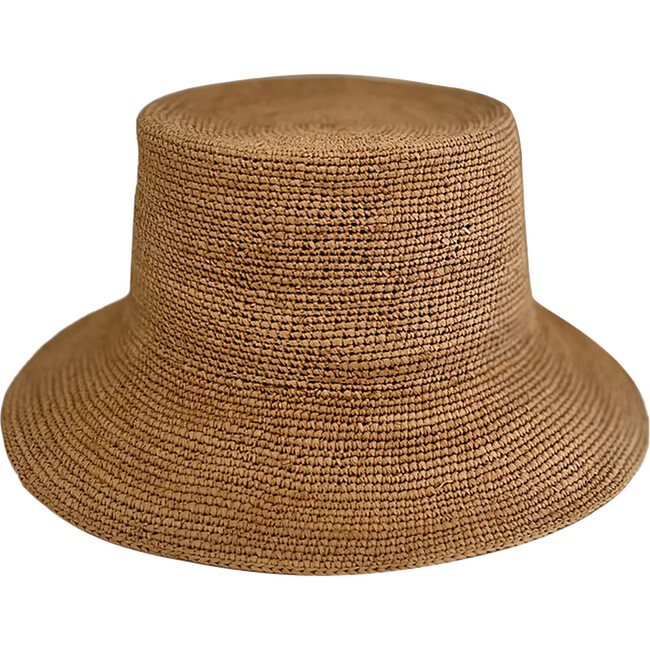 Women's Toquila Straw Bucket Sun Hat, Brown