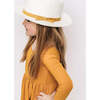 Fedora Wide Brim Hat With Ribbon, Yellow - Hats - 4