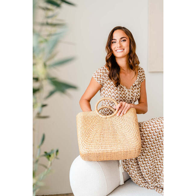 Women's Sara Market Tote, Brown - Bags - 5