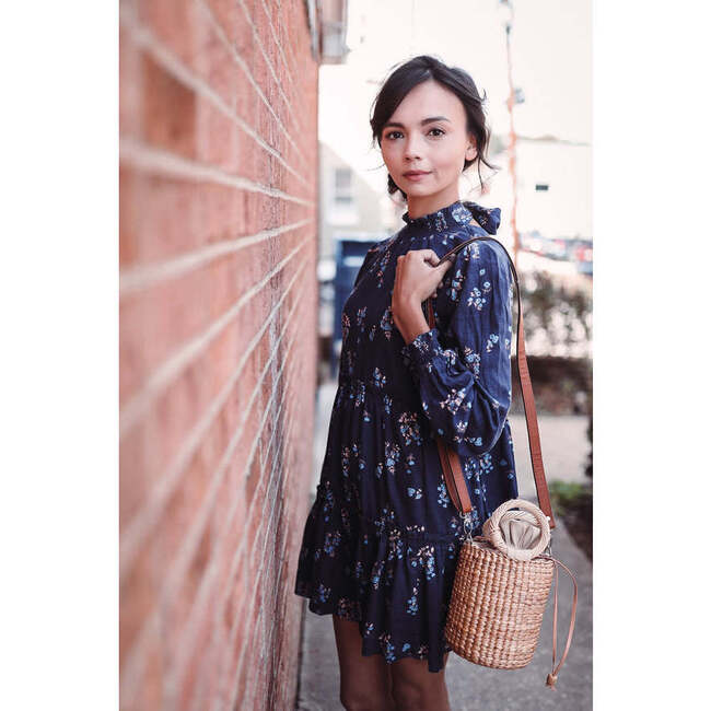 Women's Bamboo Bucket Bag, Brown - Bags - 6
