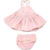 Mini Gold Stars Gauze Party Dress, Pale Pink - Dresses - 1 - thumbnail