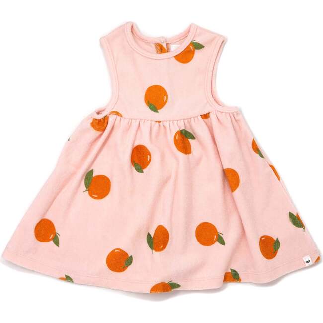 Oranges Print Terry Tank Dress, Pale Pink