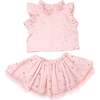 Mini Gold Stars Gauze Lola Top and Tutu Set, Pale Pink - Mixed Apparel Set - 1 - thumbnail