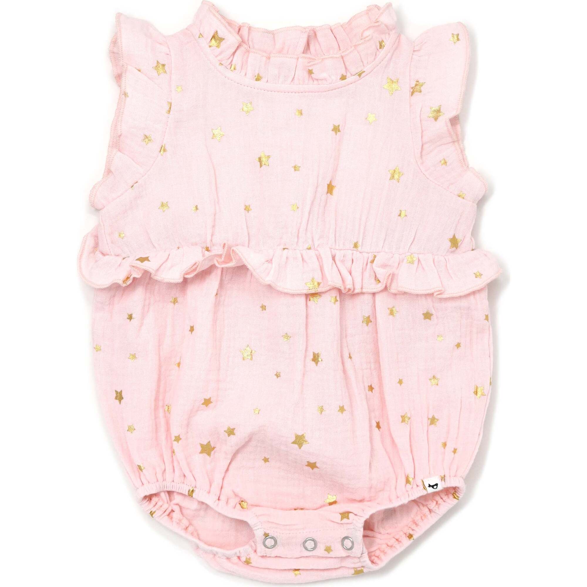 Mini Gold Stars Gauze Lola Bubble, Pale Pink - Onesies - 1