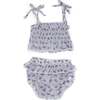 Stripe with Roses Woven Sunsuit Set, Blue - Mixed Apparel Set - 1 - thumbnail