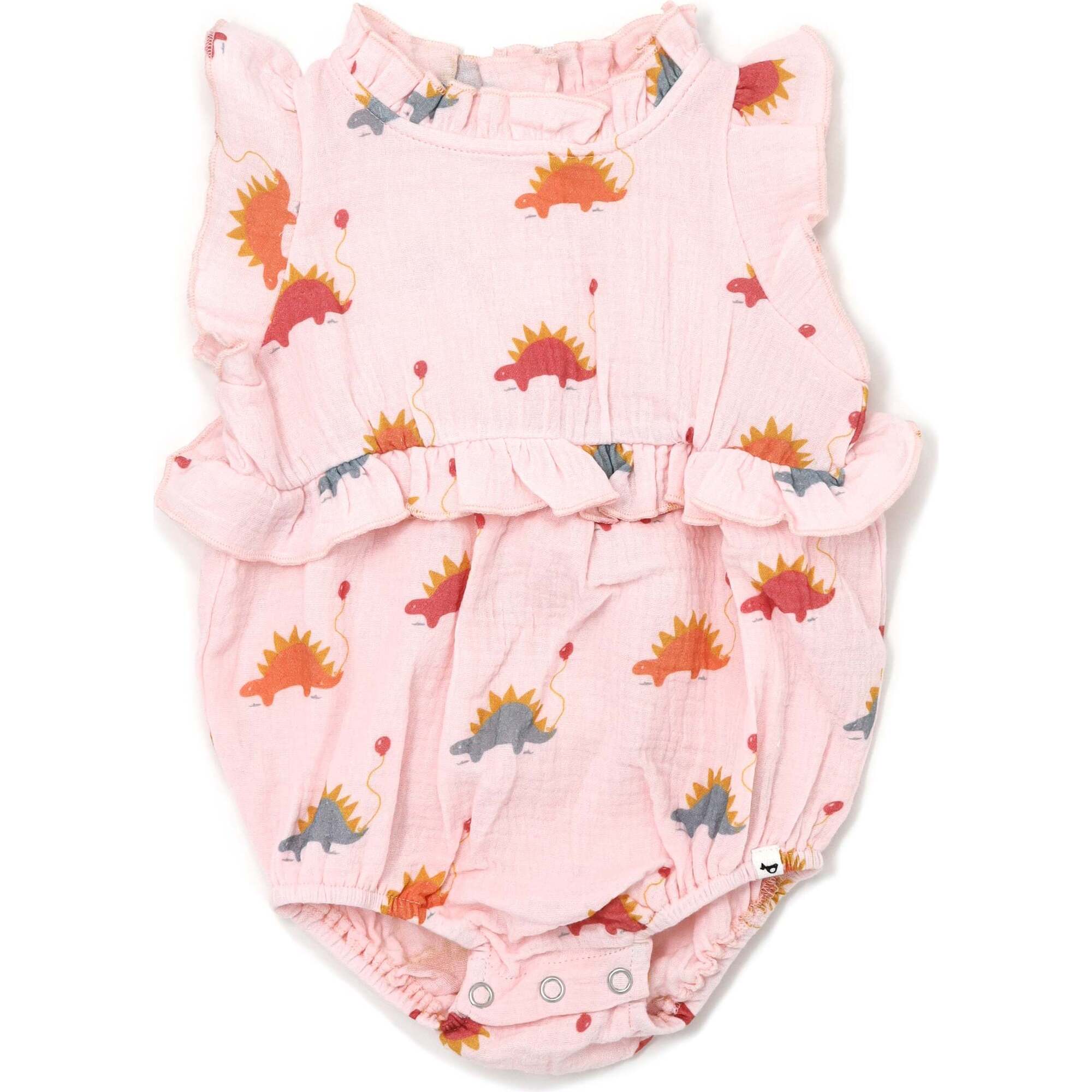 Stegosaurus Party Gauze Lola Bubble, Pale Pink - Onesies - 1