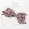 Stripe with Roses Woven Tie Bow Headband, Pink - Headbands - 1 - thumbnail