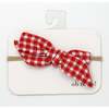 Gingham Tie Bow Headband, Red Cherry - Headbands - 1 - thumbnail
