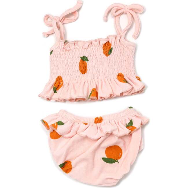 Oranges Print Sunsuit Set Terry, Pale Pink - Mixed Apparel Set - 2