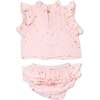 Mini Gold Stars Gauze Lola Top Ruffle Tushie Set, Pale Pink - Mixed Apparel Set - 2