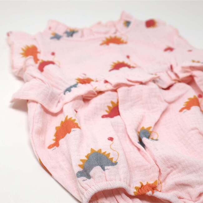 Stegosaurus Party Gauze Lola Bubble, Pale Pink - Onesies - 3