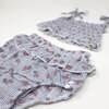 Stripe with Roses Woven Sunsuit Set, Blue - Mixed Apparel Set - 3