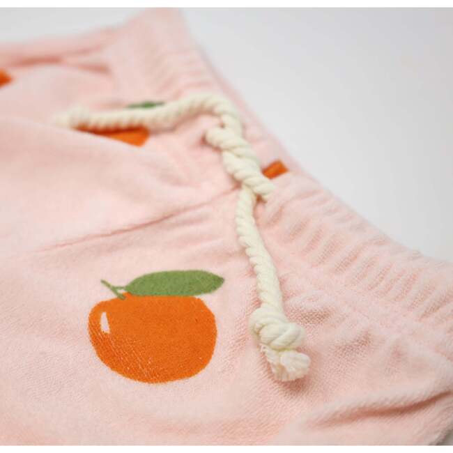 Oranges Print Drawstring Terry Track Short, Pale Pink - Shorts - 3