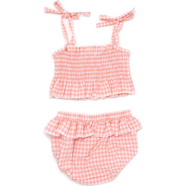Gingham Sunsuit Set, Pale Pink - Mixed Apparel Set - 2