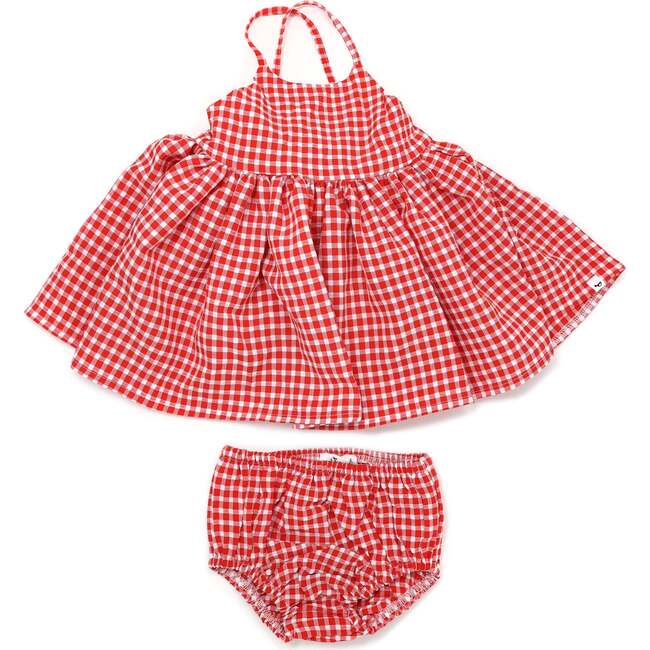 Gingham Party Dress, Red Cherry