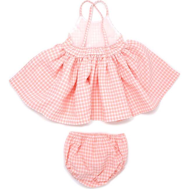 Gingham Party Dress, Pale Pink - Dresses - 2