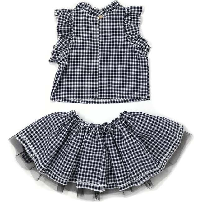 Gingham Lola Top and Tutu Skirt Set, Navy - Mixed Apparel Set - 2