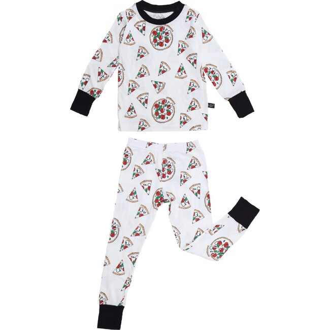Hipster Pizza Two-Piece Bamboo Pajamas, White