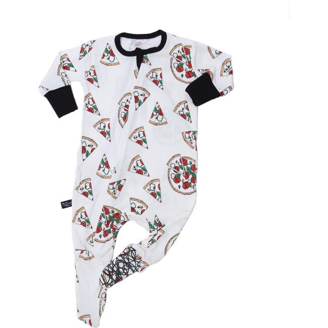 Hipster Pizza Bamboo Footed Sleeper, White