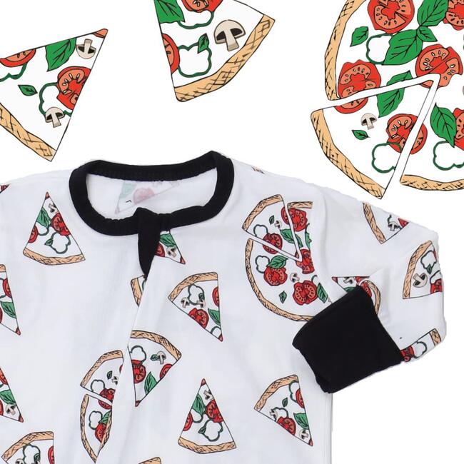 Hipster Pizza Bamboo Footed Sleeper, White - Footie Pajamas - 3